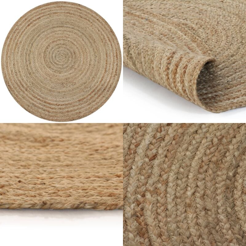 Teppich Jute Geflochten 150 cm Rund - Naturfaser Teppich - Jute Teppich - Runder Teppich - Wohnzimmer Teppich - Schlafzimmerschmuck - Home & Living