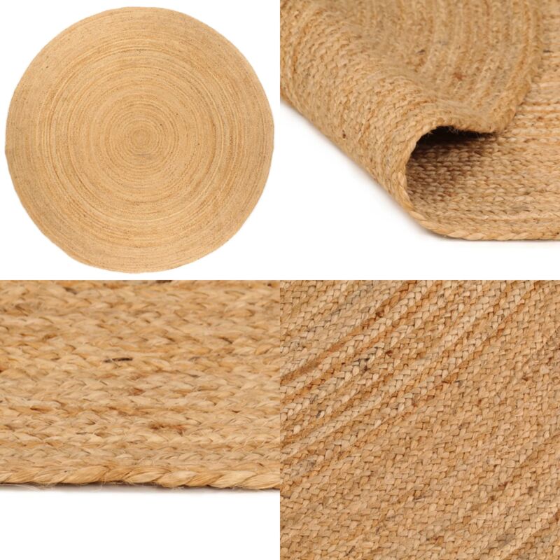 Teppich Jute Geflochten 240 cm Rund - Naturfaser Teppich - Jute Teppich - Runder Teppich - Wohnraumteppich - Dekorative Matten - Home & Living