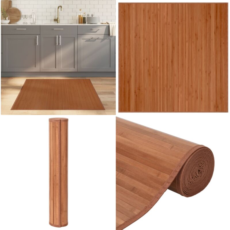 Teppich Quadratisch Braun 100x100 cm Bambus - Bambus Teppich - Wohnraumteppich - Quadratischer Teppich - Brauner Teppich - Naturfaser Teppich - Home