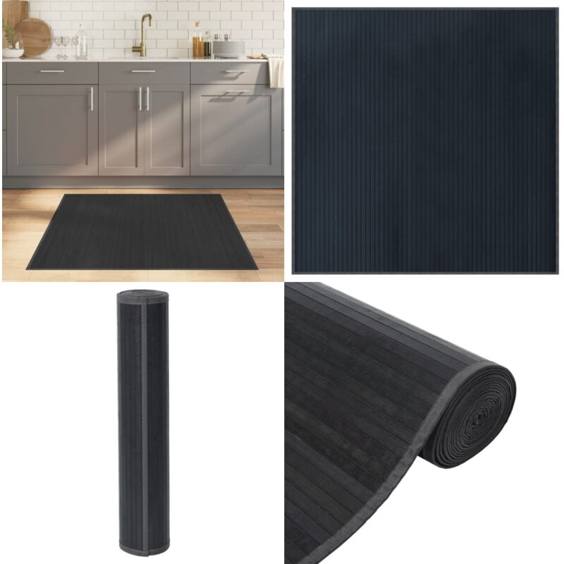 Teppich Quadratisch Grau 100x100 cm Bambus - Bambus Teppich - Grauer Teppich - Wohnteppich - Quadratischer Teppich - Badezimmer Teppich - Home &