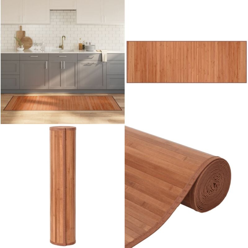 Teppich Rechteckig Braun 70x200 cm Bambus - Naturfaser Teppich - Bambus Teppich - Wohnraum Teppich - Flur Teppich - Schlafzimmer Teppich - Home &