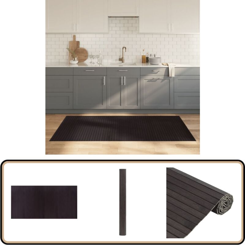 Teppich Rechteckig Dunkelbraun 100x200 cm Bambus - Bambus Teppich - Naturfaser Teppich - Wohnraum Teppich - Flur Teppich - Rutschfeste Oberfläche