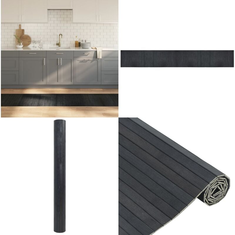 Teppich Rechteckig Grau 60x400 cm Bambus - Bambus Teppich - Naturfaser Teppich - Grauer Teppich - Wohnraum Teppich - Flur Teppich - Home & Living