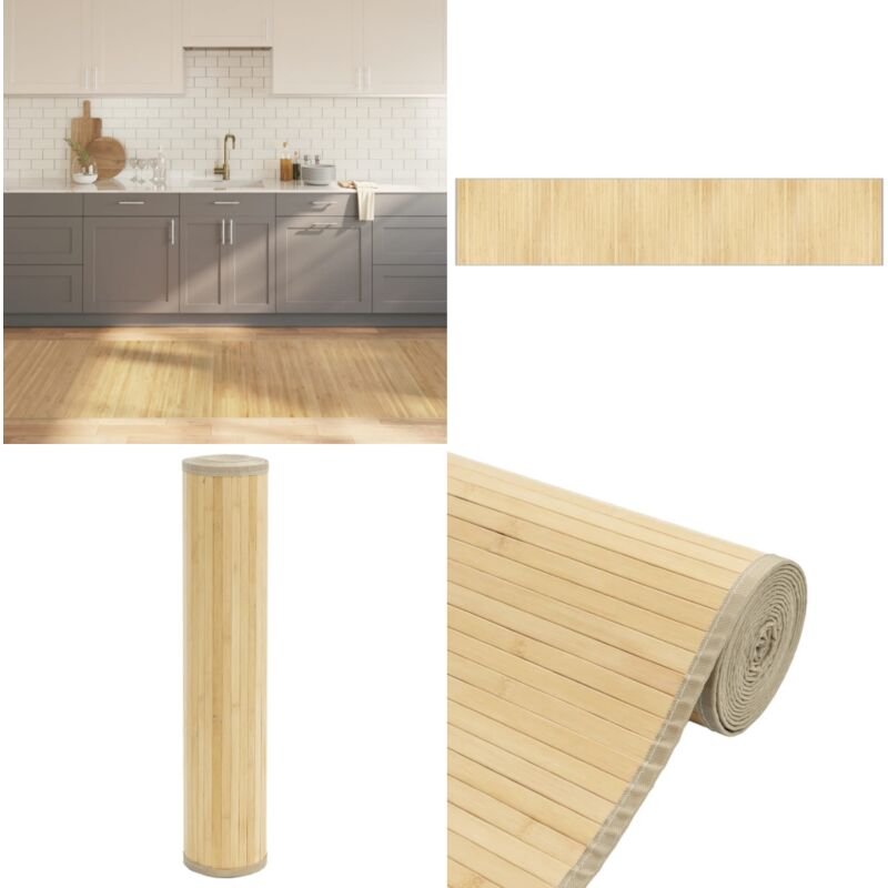 Teppich Rechteckig Hell Natur 100x1000 cm Bambus - Bambus Teppich - Naturfaser Teppich - Wohnraum Teppich - Flur Teppich - Lange Teppiche - Home &