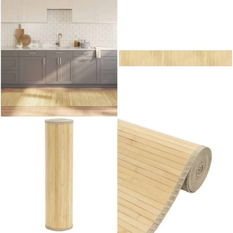 Teppich Rechteckig Hell Natur 70x500 cm Bambus - Naturholzteppich - Bambus Teppich - Wohnbereich Teppich - Flur Teppich - Schlafzimmer Teppich - Home