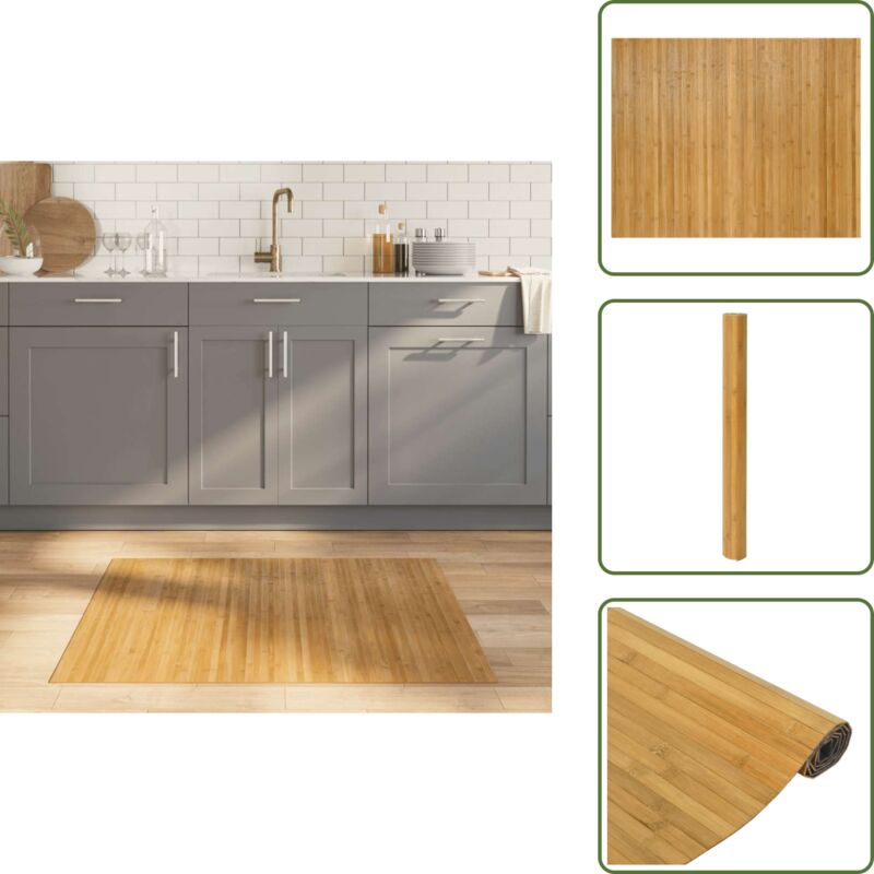 Teppich Rechteckig Natur 80x100 cm Bambus - Bambus Teppich - Naturfaser Teppich - Wohnraum Teppich - Rutschfest Teppich - Rechteckiger Teppich