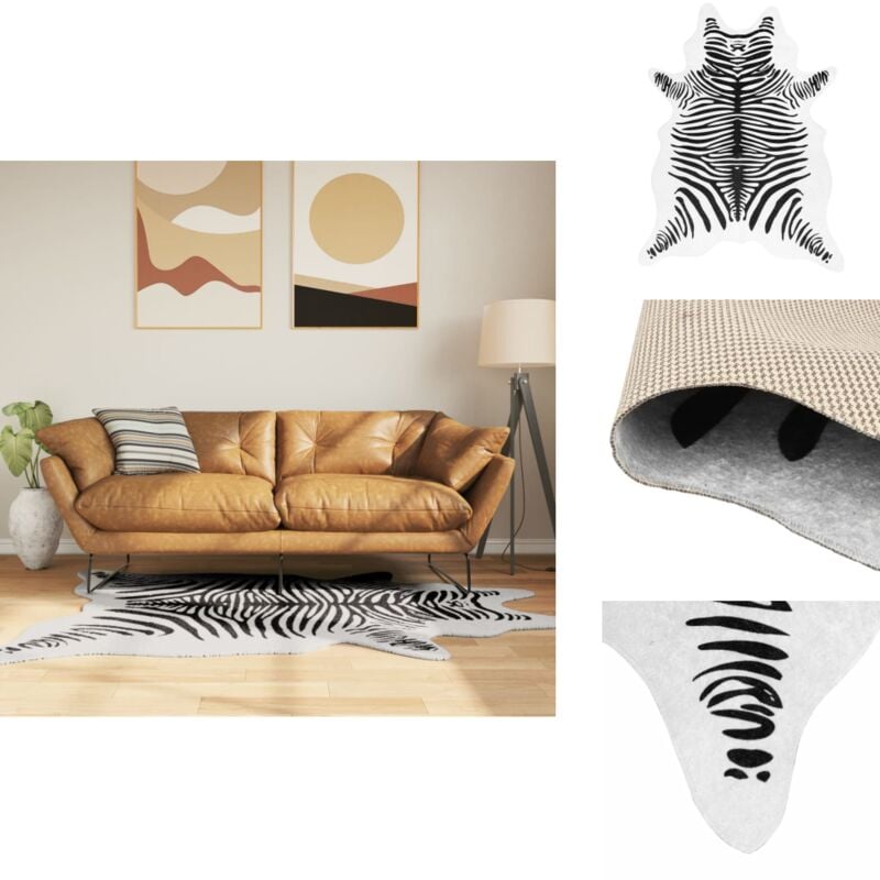 Vidaxl - Teppich Schwarz Weiß 120x170 cm Zebramuster Waschbar Rutschfest - Samt Teppich - Wohnzimmer Teppich - Tiermuster Teppich - Zebra Teppich