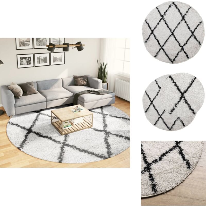 Vidaxl - Teppich Shaggy Hochflor Modern Creme und Schwarz ø 280 cm - Shaggy-Teppich - Cremefarbener Teppich - Schwarzer Teppich - Hochflor-Teppich