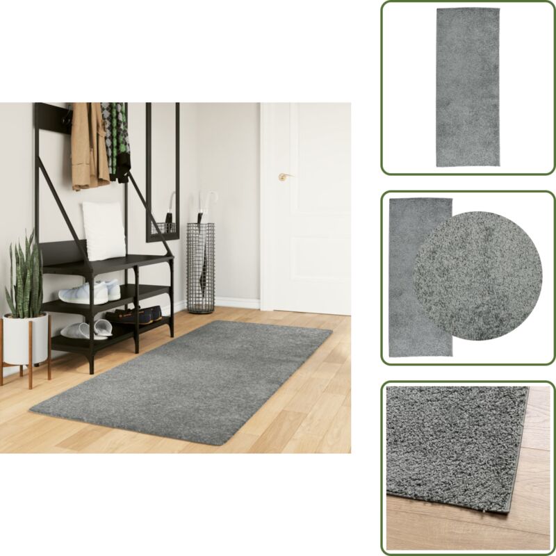Vidaxl - Teppich Shaggy Hochflor Modern Grün 80x200 cm - Shaggy Teppich - Grüner Teppich - Flur Teppich - Wohnzimmer Teppich - Hochflor Teppich