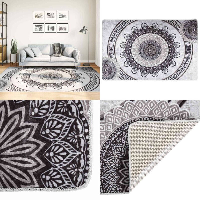 Teppich Waschbar 160x230 cm Mehrfarbig Rutschfest - Samt Teppich - Wohnzimmer Teppich - Flur Teppich - Schlafzimmer Teppich - Multifarben Teppich