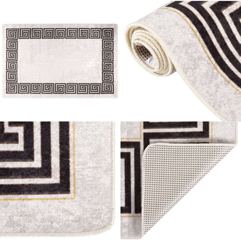 Teppich Waschbar 80x150 cm Hellbeige Rutschfest - Samt Teppich - Wohnzimmer Teppich - Flur Teppich - Schlafzimmer Teppich - Hellbeige Teppich - Home