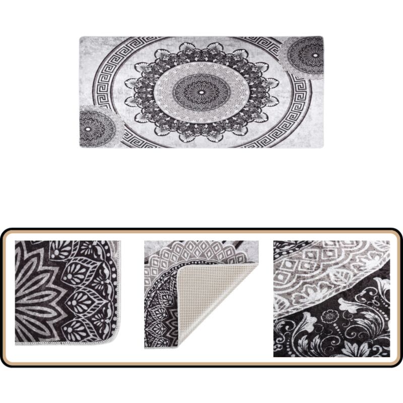 Teppich Waschbar 80x300 cm Mehrfarbig Rutschfest - Samt Teppich - Wohnzimmer Teppich - Flur Teppich - Digitaldruck Teppich - Multifarben Teppich