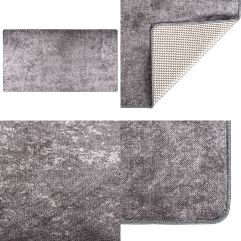 Teppich Waschbar Grau 190x300 cm Rutschfest - Samt Teppich - Wohnzimmer Teppich - Grauer Teppich - Flauschteppich - Digital Bedruckter Teppich - Home
