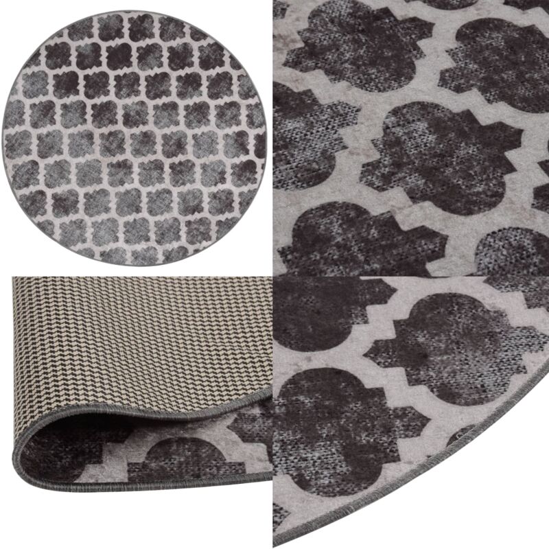 Teppich Waschbar Mehrfarbig φ120 cm Rutschfest - Samt Teppich - Wohnzimmer Teppich - Flur Teppich - Multifarbiger Teppich - Rund Teppich - Home &