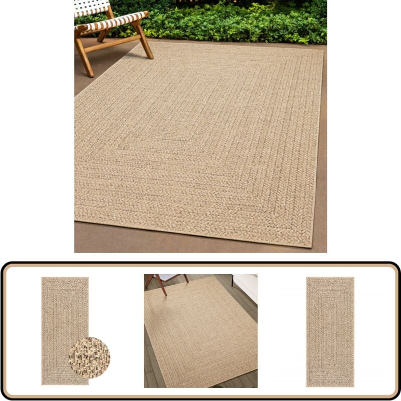 Teppich zizur 80x200 cm Jute-Optik Indoor und Outdoor - Outdoor-Teppich - Terrasse - Balkon - Garten - Jute Optik