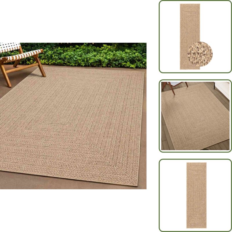 Teppich zizur 80x250 cm Jute-Optik Indoor und Outdoor - Outdoor-Teppich - Terrasse - Balkon - Garten - Jute Optik