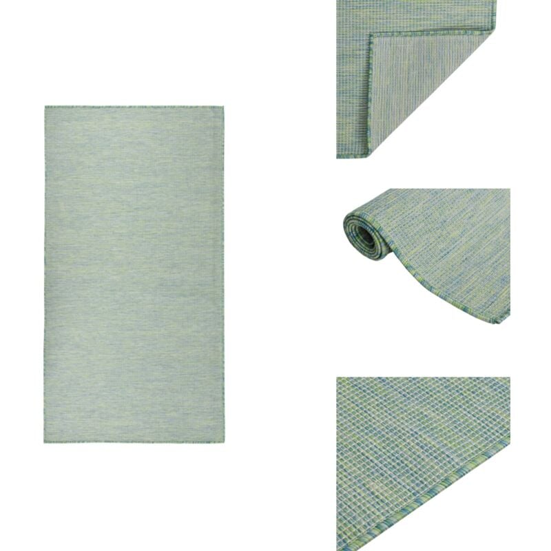 Outdoor-Teppich Flachgewebe 140x200 cm Türkis - Outdoor-Teppich - Balkon-Teppich - Terrassen-Teppich - Flachgewebe-Teppich - Türkis