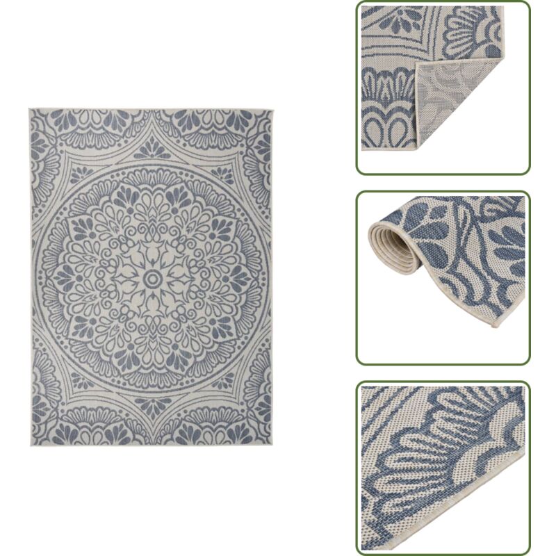 Vidaxl - Outdoor-Teppich Flachgewebe 200x280 cm Blaues Muster - Outdoor-Teppich - Balkon-Teppich - Terrassen-Teppich - Kunststoff-Teppich - Wetterfest