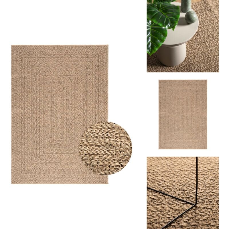 Teppich 120x170 cm Jute-Optik Innen und Außen - Outdoor-Teppich - Terrasse-Teppich - Garten-Teppich - Polypropylen-Teppich - UV-beständiger Teppich