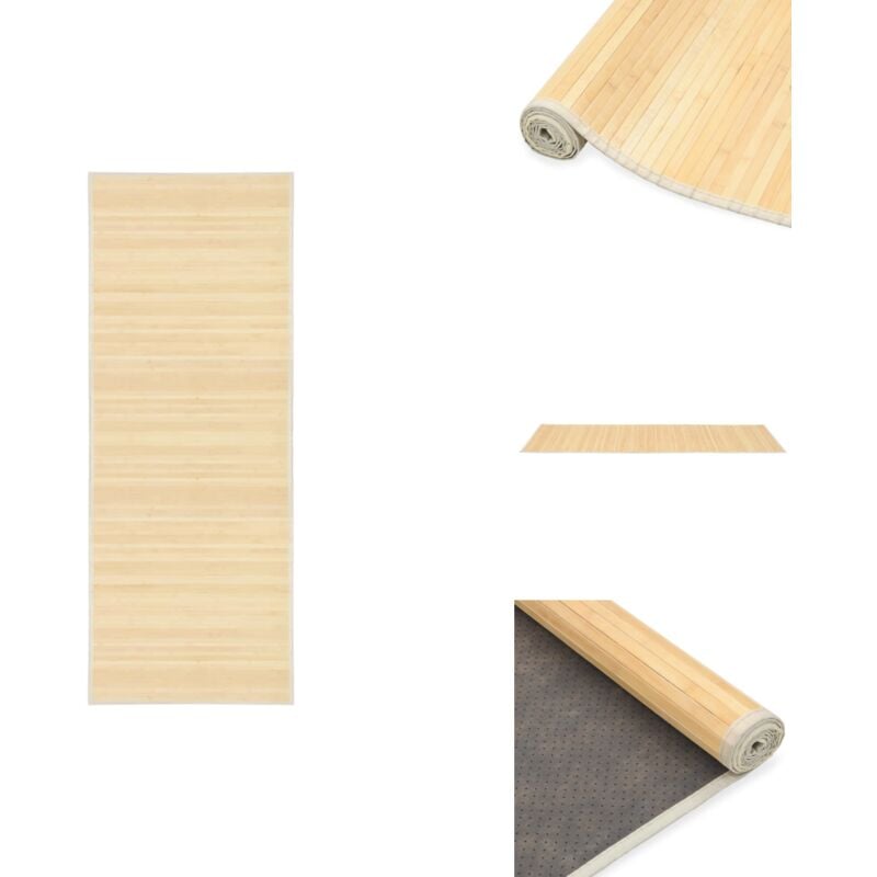 Teppich Bambus 80x200 cm Natur - Bambus Teppich - Naturfaser Teppich - Wohnraum Teppich - Flur Teppich - Rutschfeste Matte