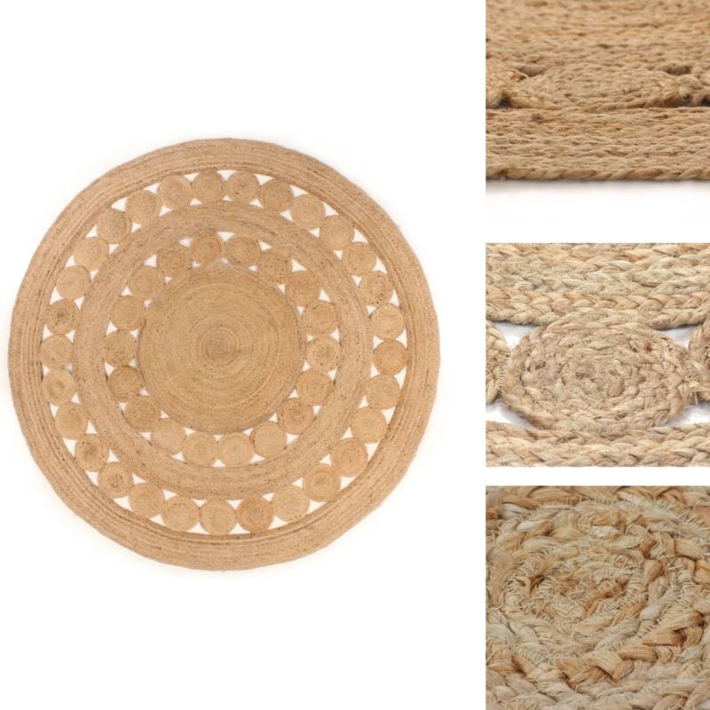Teppich Geflochten Jute 210 cm Rund - Naturfaser Teppich - Jute Teppich - Runder Teppich - Wohnzimmer Teppich - Schlafzimmerschmuck