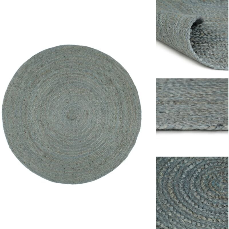 Teppich Handgefertigt Jute Rund 240 cm Olivgrün - Naturfaser Teppich - Jute Teppich - Runder Teppich - Wohnzimmer Teppich - Schlafzimmerschmuck