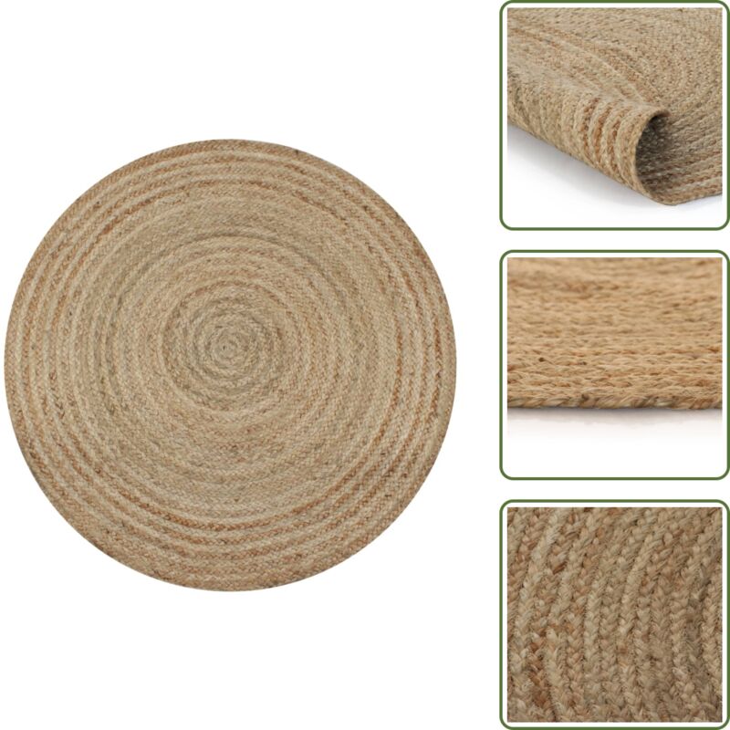 Teppich Jute Geflochten 150 cm Rund - Naturfaser Teppich - Jute Teppich - Runder Teppich - Wohnzimmer Teppich - Schlafzimmerschmuck