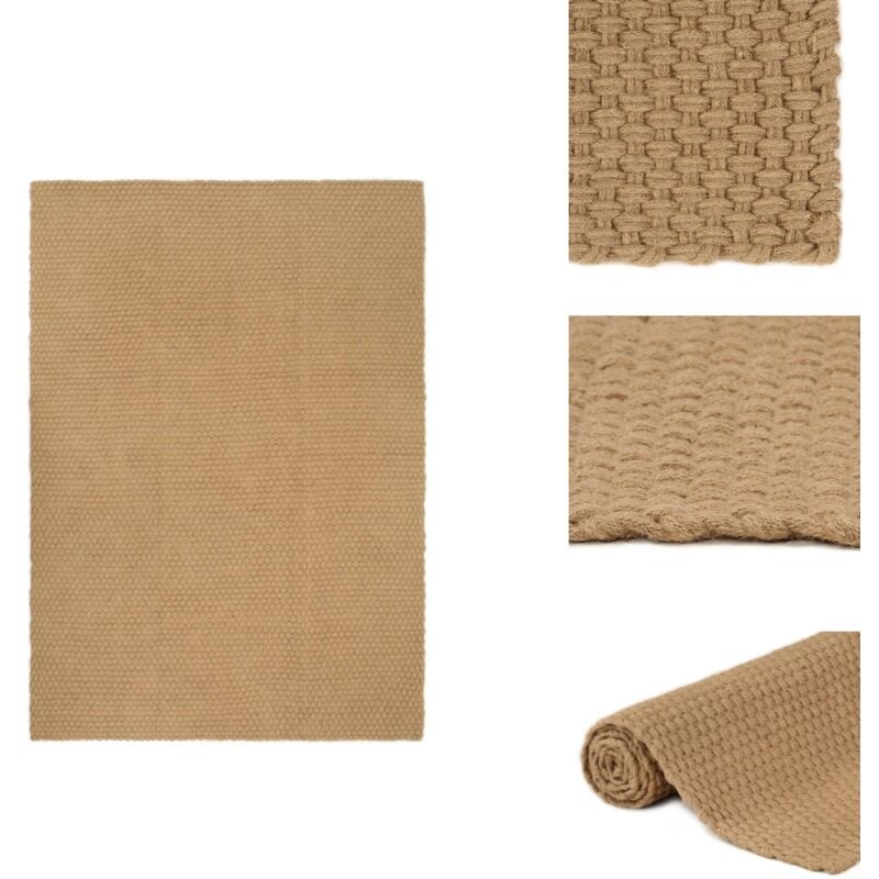 Teppich Rechteckig Natur 160x230 cm Jute - Naturfaser Teppich - Jute Teppich - Wohnzimmer Teppich - Schlafzimmerschmuck - Flur Teppich