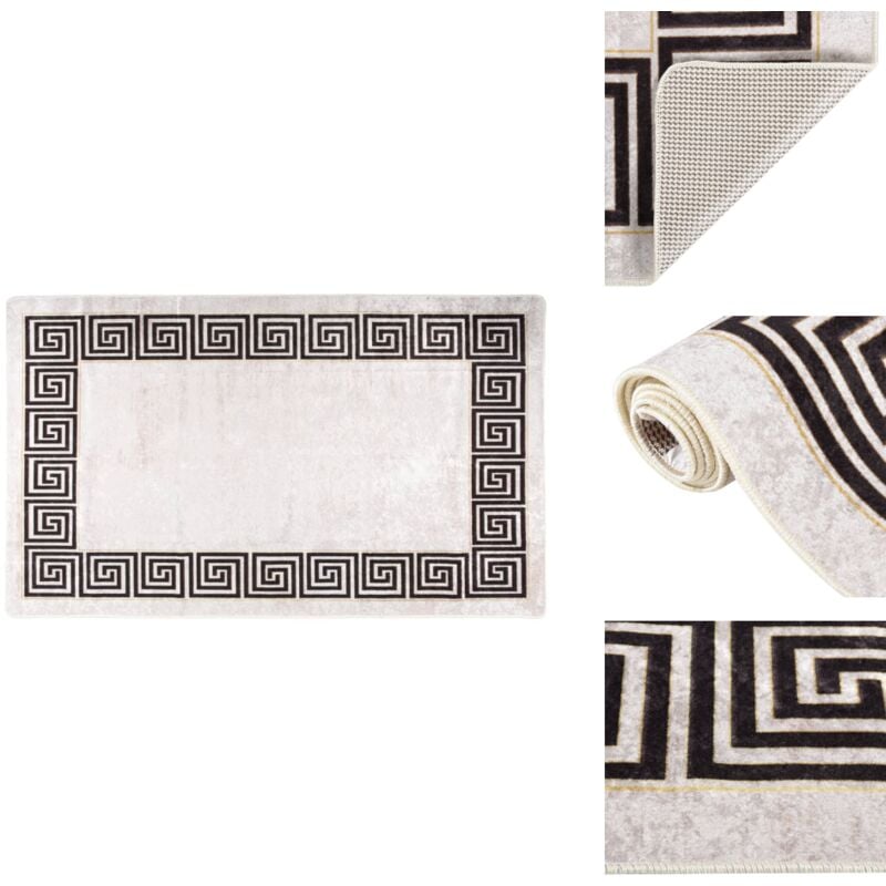 Vidaxl - Teppich Waschbar 120x180 cm Hellbeige Rutschfest - Samt Teppich - Wohnzimmer Teppich - Flur Teppich - Schlafzimmer Teppich - Hellbeige