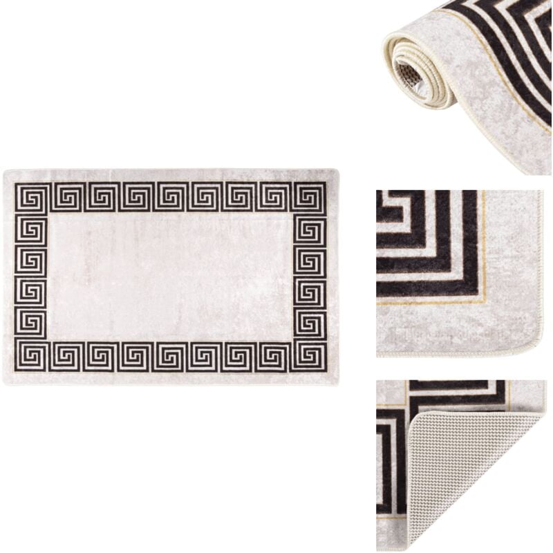 Vidaxl - Teppich Waschbar 80x150 cm Hellbeige Rutschfest - Samt Teppich - Wohnzimmer Teppich - Flur Teppich - Schlafzimmer Teppich - Hellbeige Teppich