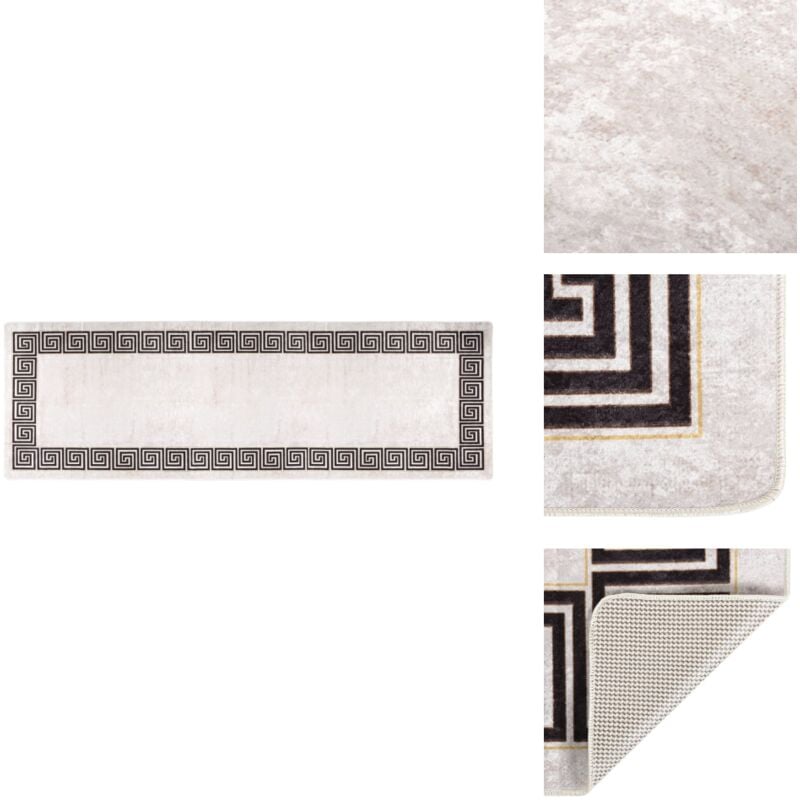 Vidaxl - Teppich Waschbar 80x300 cm Hellbeige Rutschfest - Samt Teppich - Wohnzimmer Teppich - Flur Teppich - Hellbeige Teppich - Digitalgedruckter