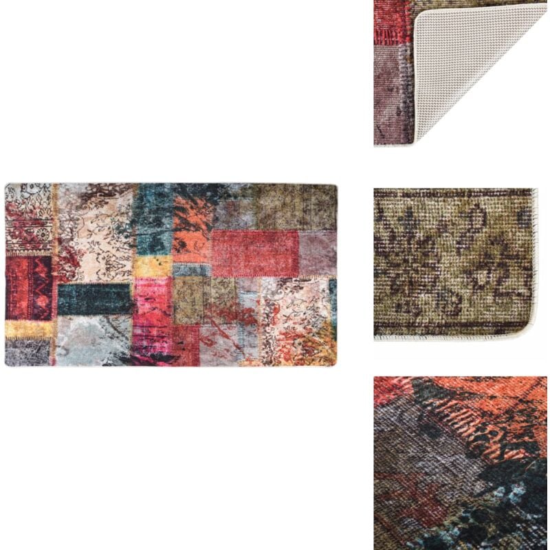 Teppich Waschbar Patchwork Mehrfarbig 190x300 cm Rutschfest - Samt Teppich - Wohnzimmer Teppich - Flur Teppich - Multifarben Teppich - Polyester