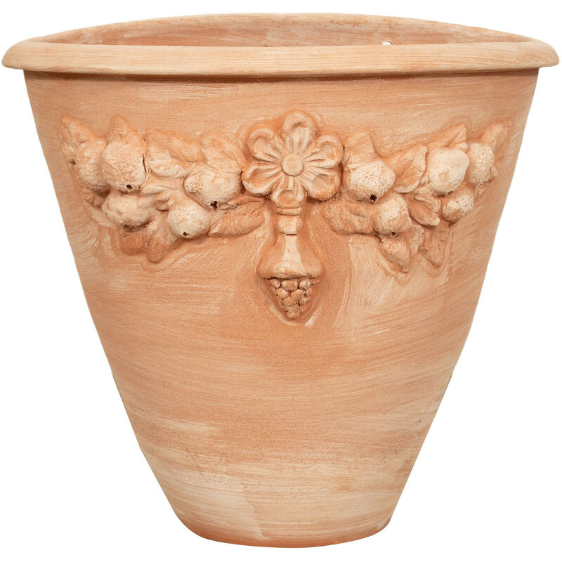 Terrakotta-Wandvase 50 x 45 x 34 cm, hergestellt in Italien, große handgefertigte Terrakotta-Töpfe für den Außenbereich, große P