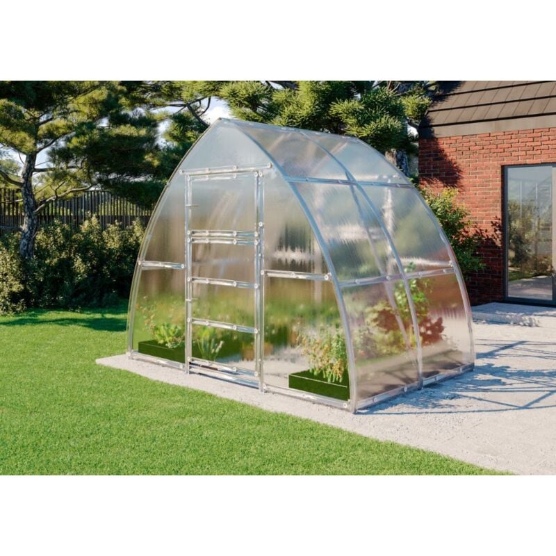 Terrando - Gewächshaus Viola 3x2m Gewächshaus aus Metall in Silber, Anzuchthaus mit 6 mm Wandstärke Treibhaus