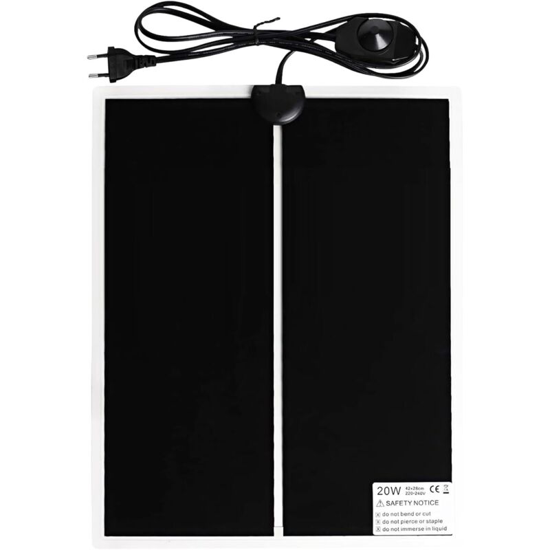 Terrarium-Heizmatte, 42 x 28 cm, Heizmatte, Terrarium-Heizmatte, Reptilien-Heizmatte, einstellbare Temperatur, europäischer Stecker (20 W, 220 V –