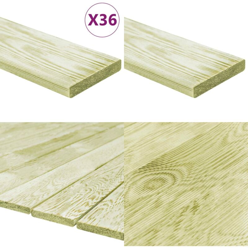 Vidaxl - Terrassendielen 36 Stk. 4,32 m² 1 m Imprägniertes Kiefernholz - Kiefernholz Dielen - Terrassendielen - Outdoor Dielen - Holzboden