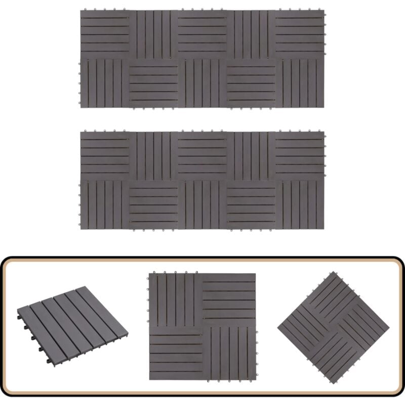 Terrassenfliesen 20 Stk. Grau 30 x 30 cm Massivholz Akazie - Gartenmöbel Dekoration - Terrassendielen - Holzterrasse - Outdoor Möbel - Gartendeko