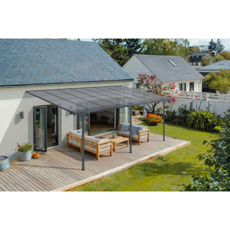 Cazeboo - Terrassenüberdachung Carport kleo 500L300 Aluminium Grau