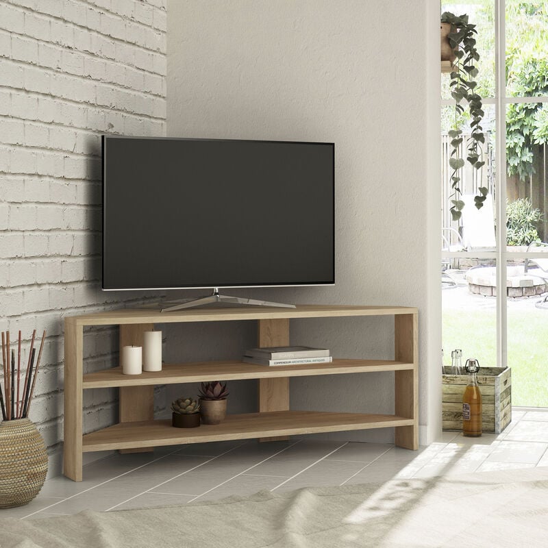 Decortie - Thales Modernes Eck-Fernsehgerät Multimedia-Center TV-Ecke Eiche 110cm - Oak - Oak