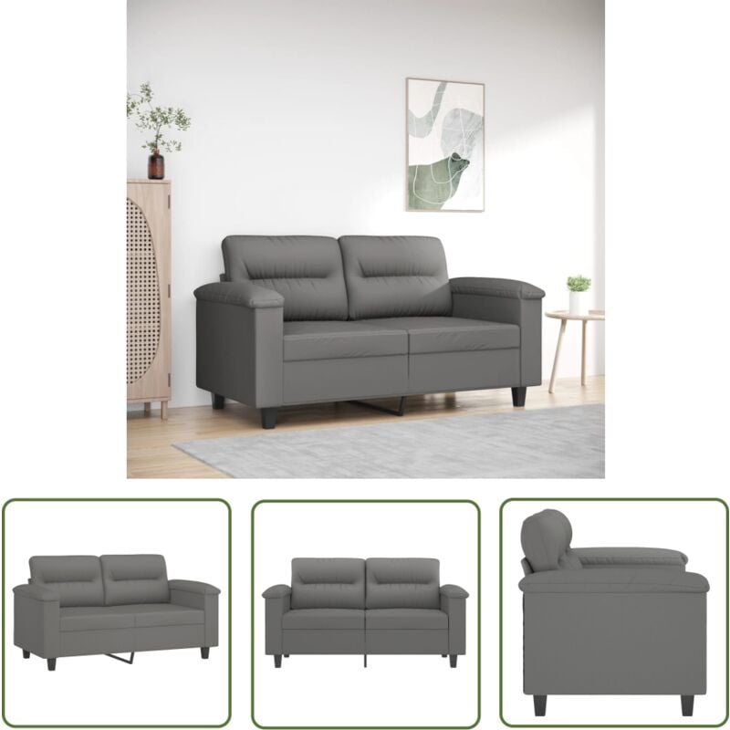 The Living Store - 2-Sitzer-Sofa Dunkelgrau 120 cm Mikrofasergewebe - 2-Sitzer Sofa - Grau Sofa - Wohnzimmersofa - Microfaser Sofa - Couchtisch