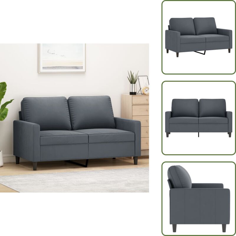 2-Sitzer-Sofa Dunkelgrau 120 cm Samt - Samtsofa - Wohnzimmersofa - 2er Sofa - Grau Sofa - Modernes Sofa - The Living Store