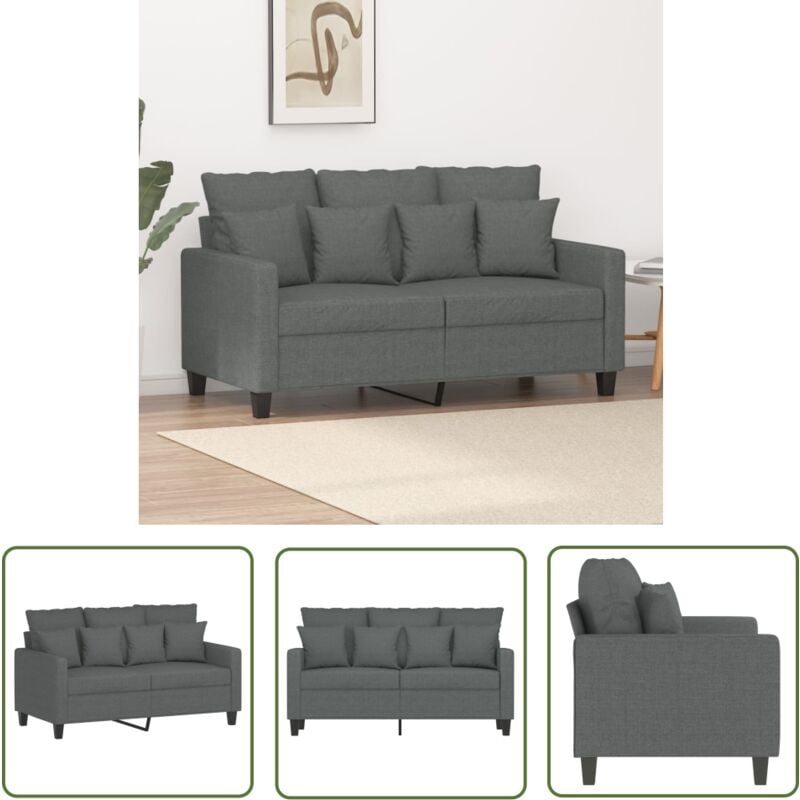 The Living Store - 2-Sitzer-Sofa Dunkelgrau 120 cm Stoff - 2-Sitzer Sofa - Grau Sofa - Wohnzimmersofa - Gemütliches Sofa - Modernes Sofa