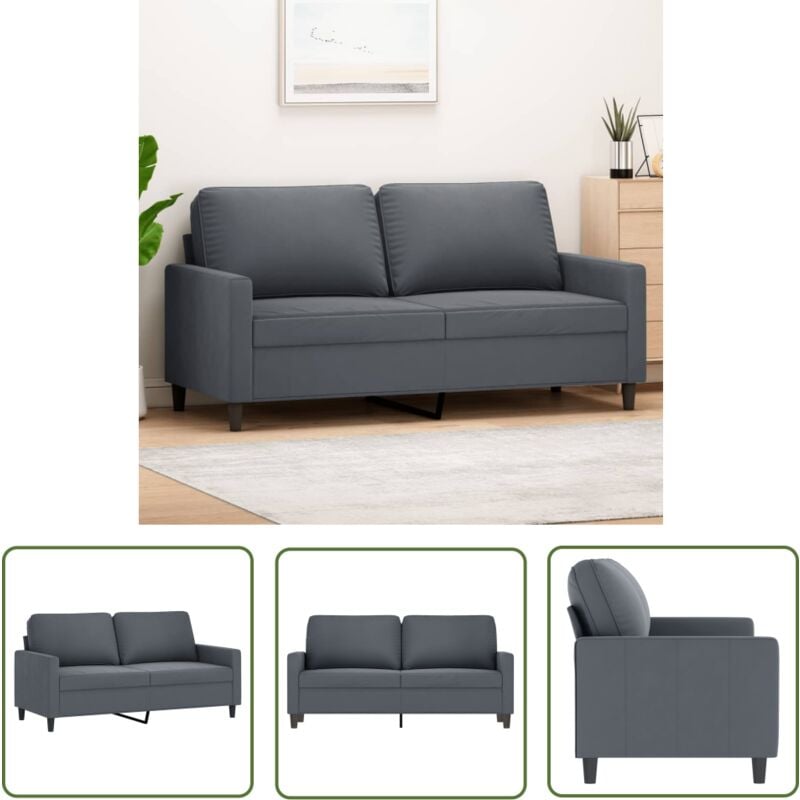 2-Sitzer-Sofa Dunkelgrau 140 cm Samt - Samtsofa - Wohnzimmersofa - 2er Sofa - Grau Sofa - Modernes Sofa - The Living Store