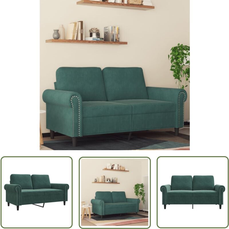 2-Sitzer-Sofa Dunkelgrün 120 cm Samt - Samtsofa - 2-Sitzer Sofa - Wohnzimmersofa - Modernes Sofa - Dunkelgrünes Sofa - The Living Store