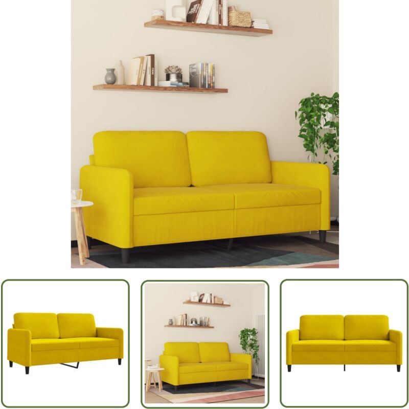 2-Sitzer-Sofa Gelb 140 cm Samt - Samtsofa - Couch Gelb - Wohnzimmersofa - 2-Sitzer Sofa - Modernes Sofa - The Living Store