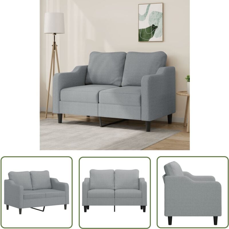 The Living Store - 2-Sitzer-Sofa Hellgrau 120 cm Stoff - Couch - 2-Sitzer Sofa - Wohnzimmersofa - Grau Sofa - Modernes Sofa