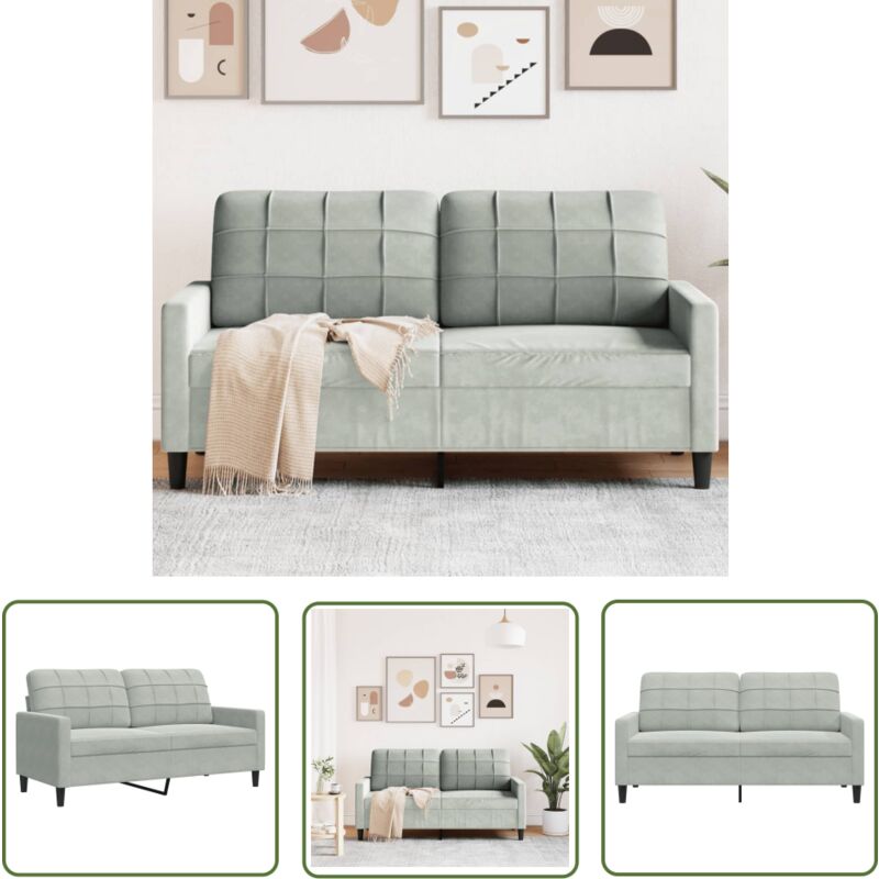 The Living Store 2-Sitzer-Sofa Hellgrau 140 cm Samt - Samtsofa - Wohnzimmersofa - Grau Sofa - 2-Sitzer Sofa - Gemütliches Sofa