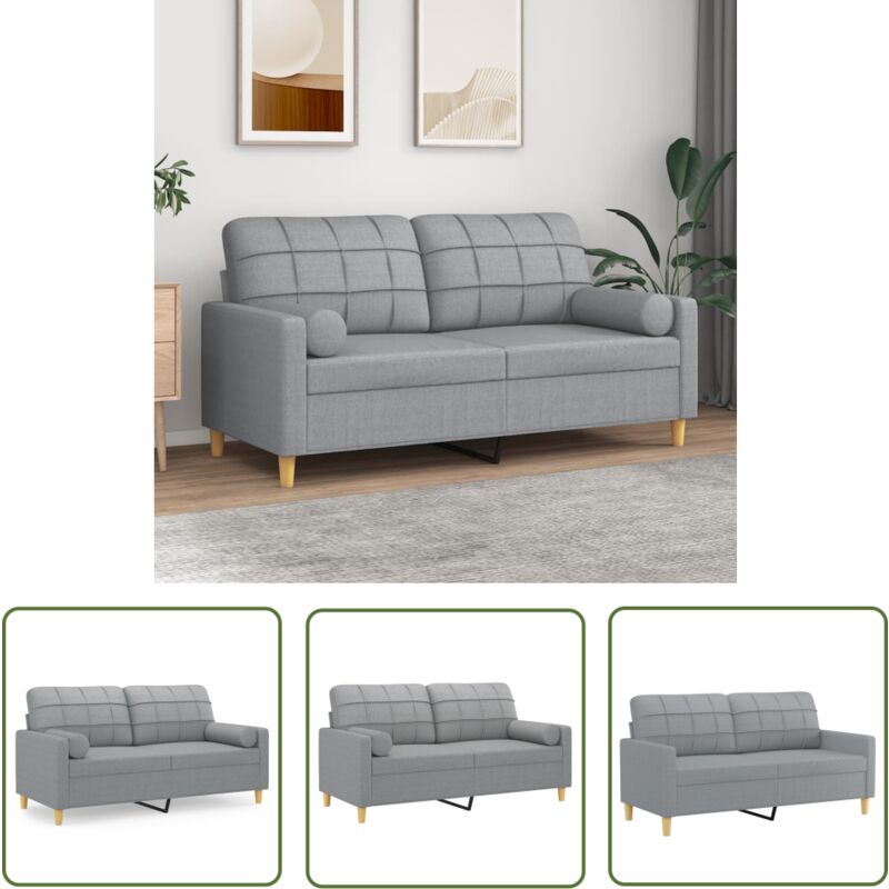 The Living Store - 2-Sitzer-Sofa mit Zierkissen Hellgrau 140 cm Stoff - 2-Sitzer-Sofa - Couch - Wohnlandschaft - Hellgraues Sofa - Sofa Mit Kissen
