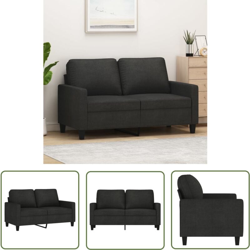 The Living Store 2-Sitzer-Sofa Schwarz 120 cm Stoff - 2-Sitzer Sofa - Schwarzes Sofa - Wohnzimmersofa - Modernes Sofa - Gemütliches Sofa