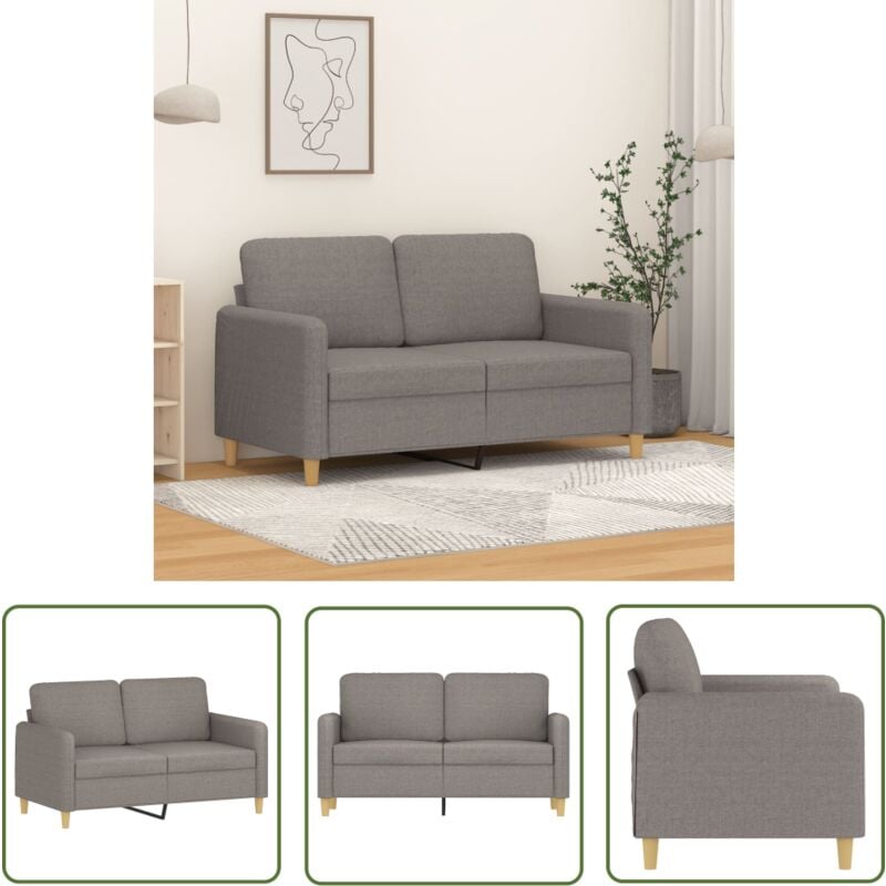 The Living Store - 2-Sitzer-Sofa Taupe 120 cm Stoff - Couch - 2-Sitzer Sofa - Wohnzimmersofa - Polstercouch - Modernes Sofa